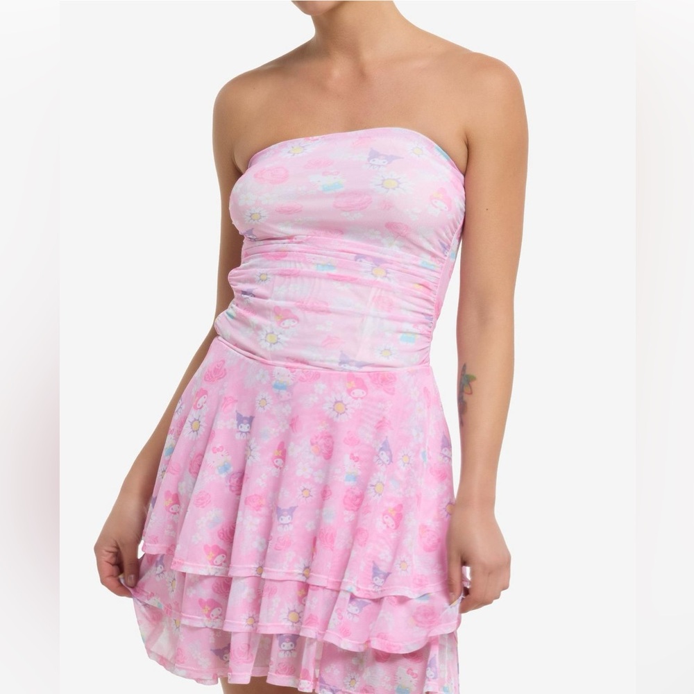 Hello Kitty And Friends Floral Tiered Strapless Dress